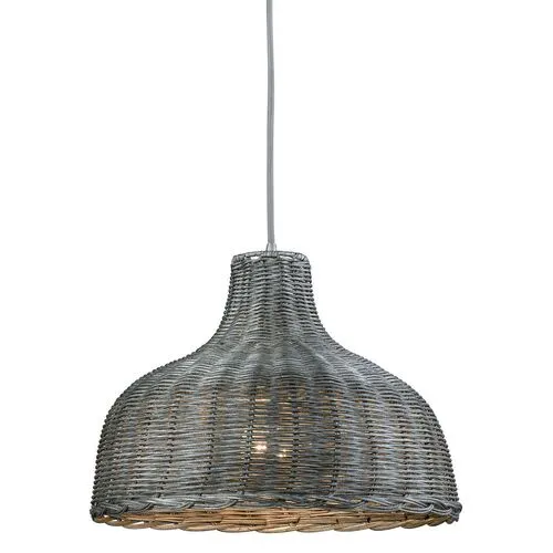 Lanston Wide Pendant - Soft Gray Wicker