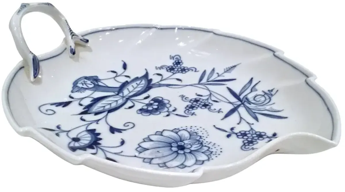 Meissen Blue Onion Floral Leaf Dish - Vermilion Designs