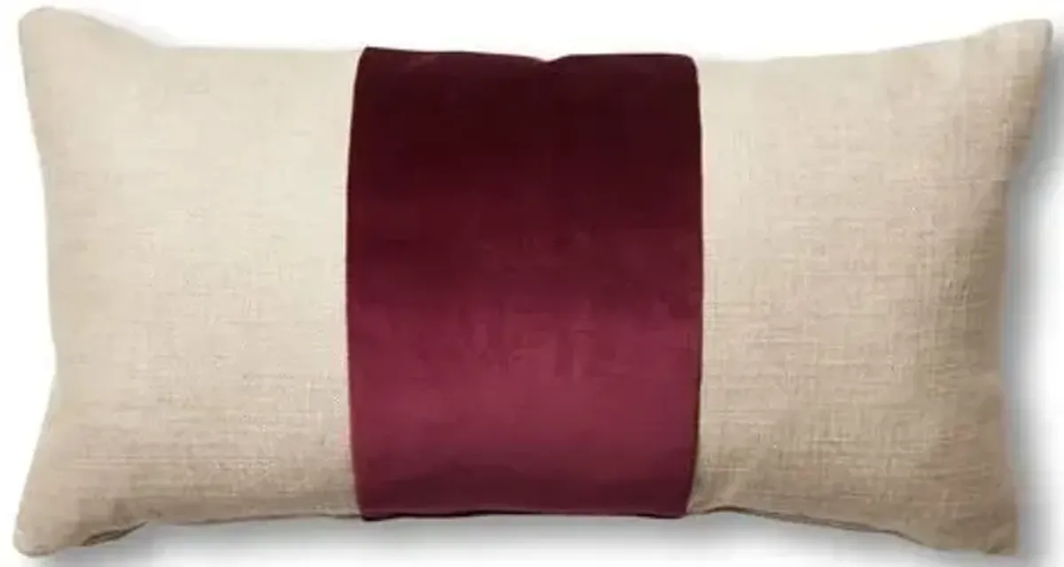 Blakely 12x23 Lumbar Pillow - Natural/Wine