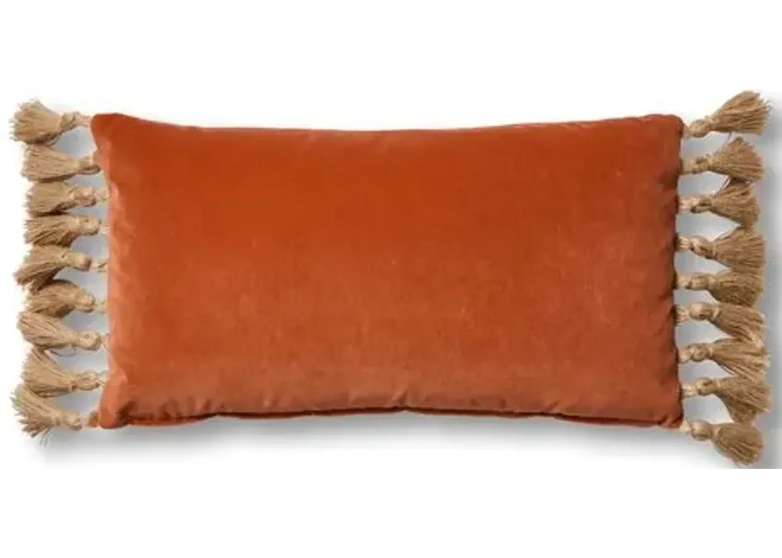 Lou 12x23 Lumbar Pillow - Orange Velvet