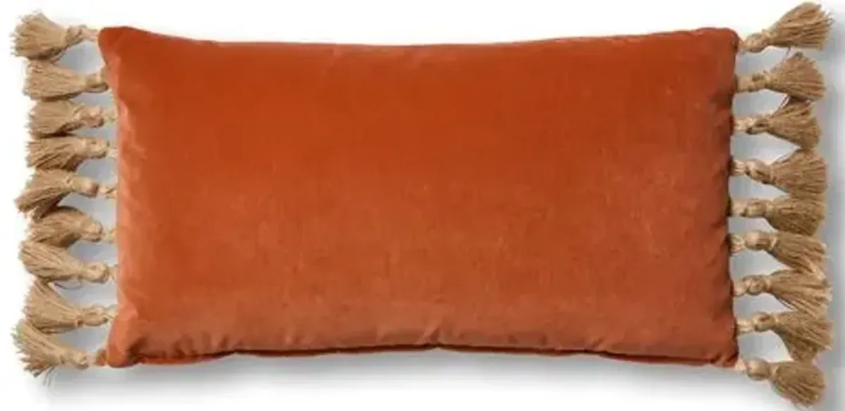 Lou 12x23 Lumbar Pillow - Orange Velvet