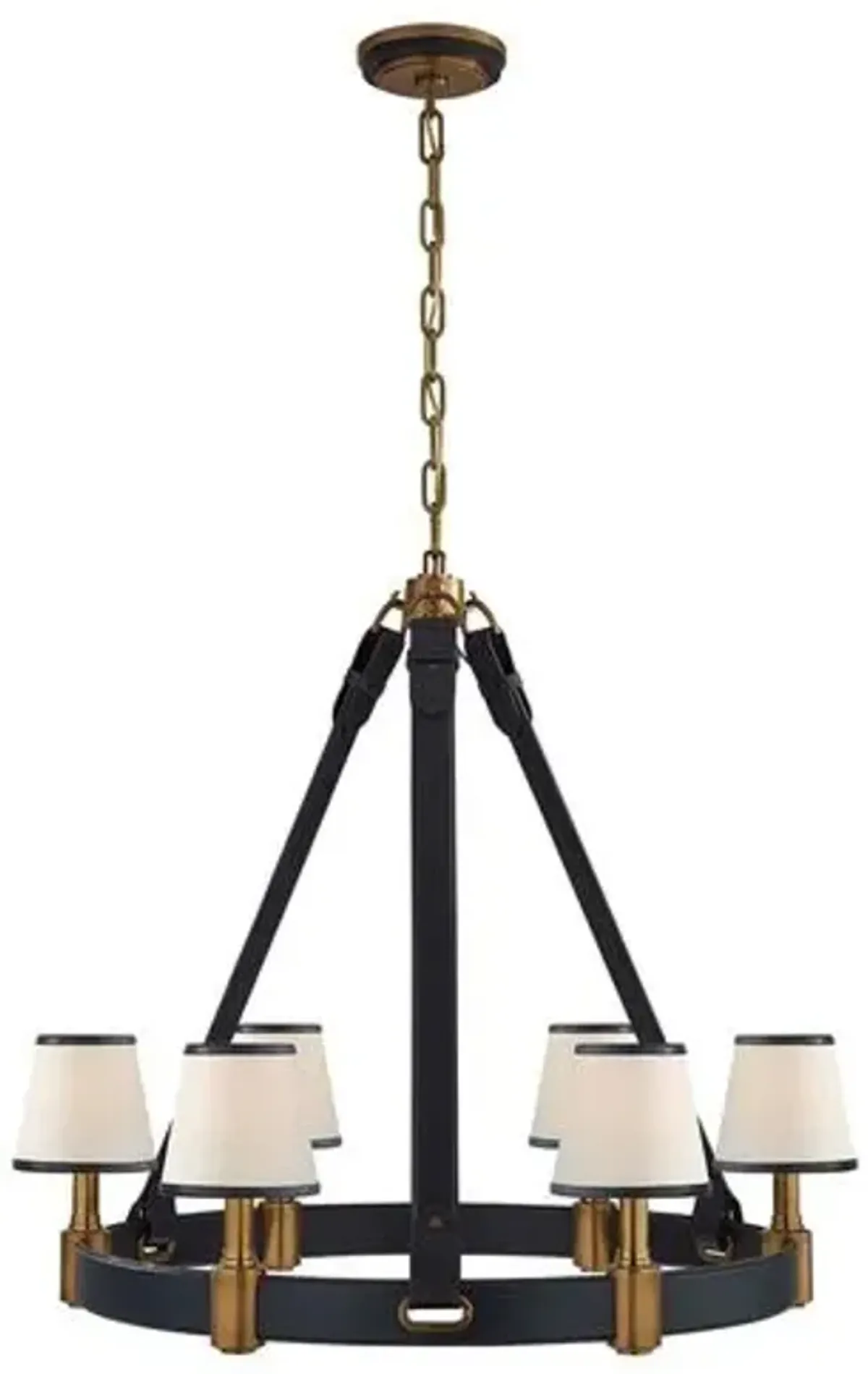 Ralph Lauren Home - Visual Comfort - Riley Medium Ring 6-Light Chandelier - Leather - Blue