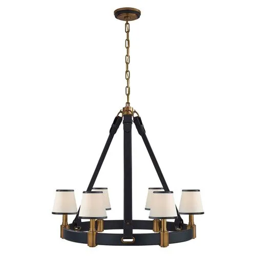 Ralph Lauren Home - Visual Comfort - Riley Medium Ring 6-Light Chandelier - Leather - Blue