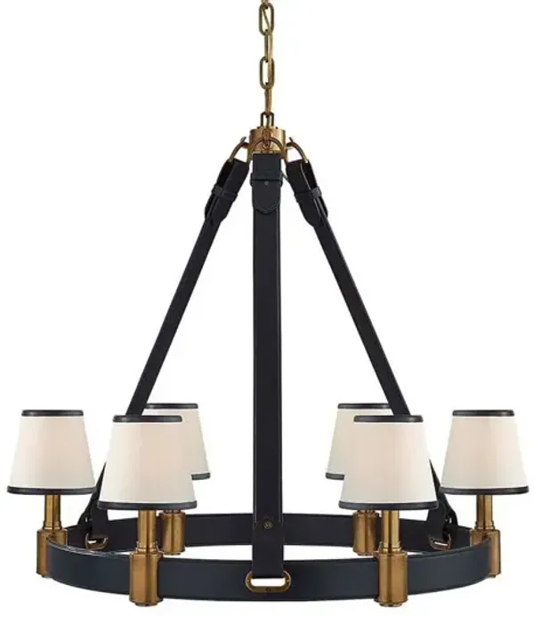 Ralph Lauren Home - Visual Comfort - Riley Medium Ring 6-Light Chandelier - Leather - Blue
