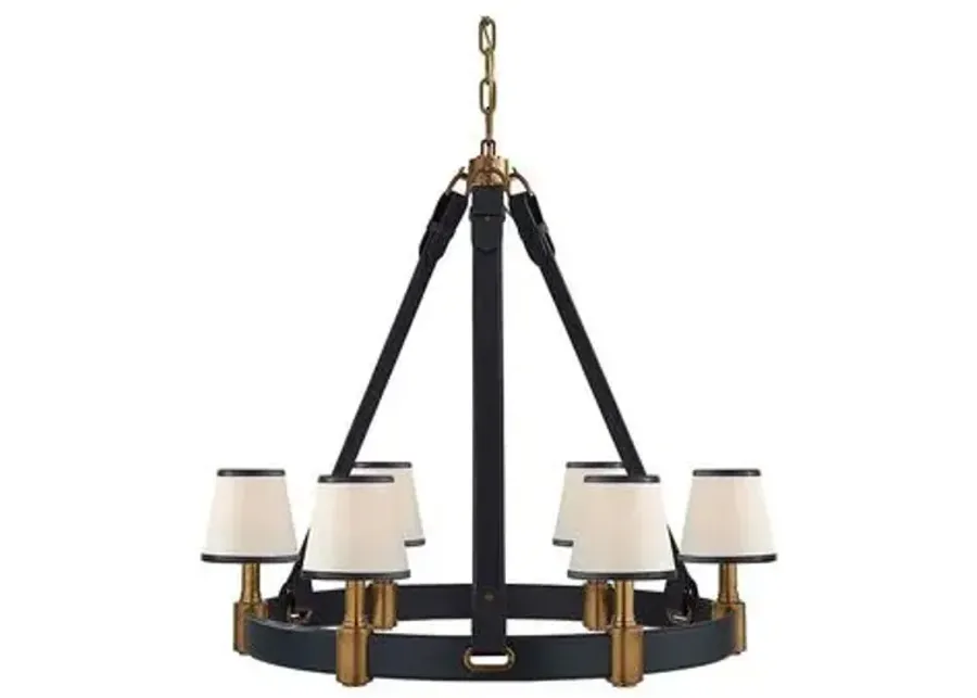 Ralph Lauren Home - Visual Comfort - Riley Medium Ring 6-Light Chandelier - Leather - Blue