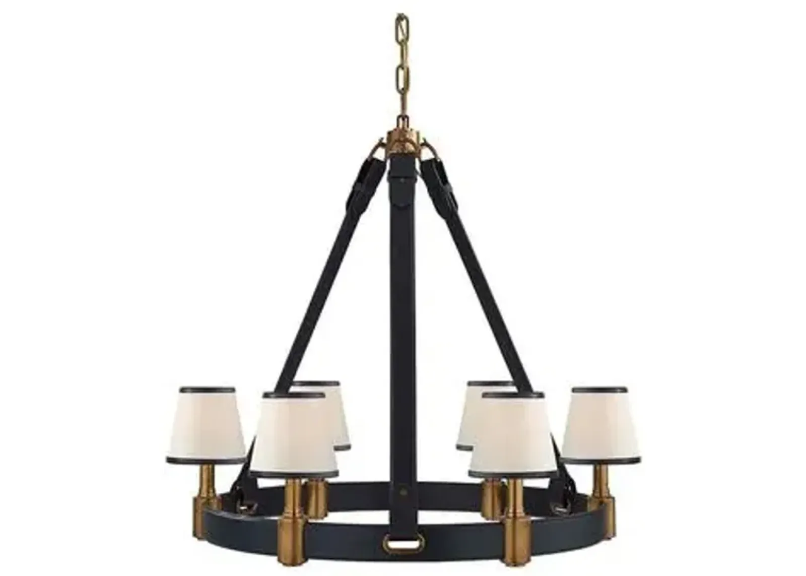 Ralph Lauren Home - Visual Comfort - Riley Medium Ring 6-Light Chandelier - Leather - Blue