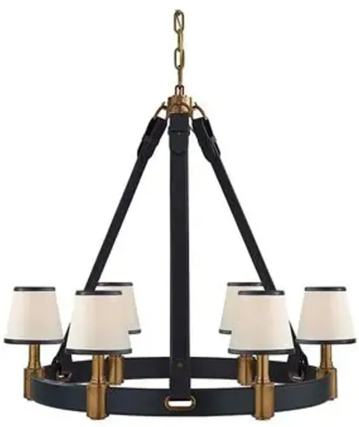 Ralph Lauren Home - Visual Comfort - Riley Medium Ring 6-Light Chandelier - Leather - Blue