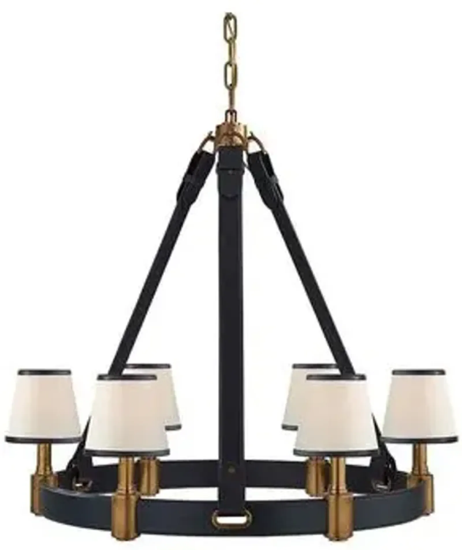 Ralph Lauren Home - Visual Comfort - Riley Medium Ring 6-Light Chandelier - Leather - Blue