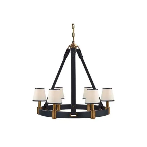 Ralph Lauren Home - Visual Comfort - Riley Medium Ring 6-Light Chandelier - Leather - Blue