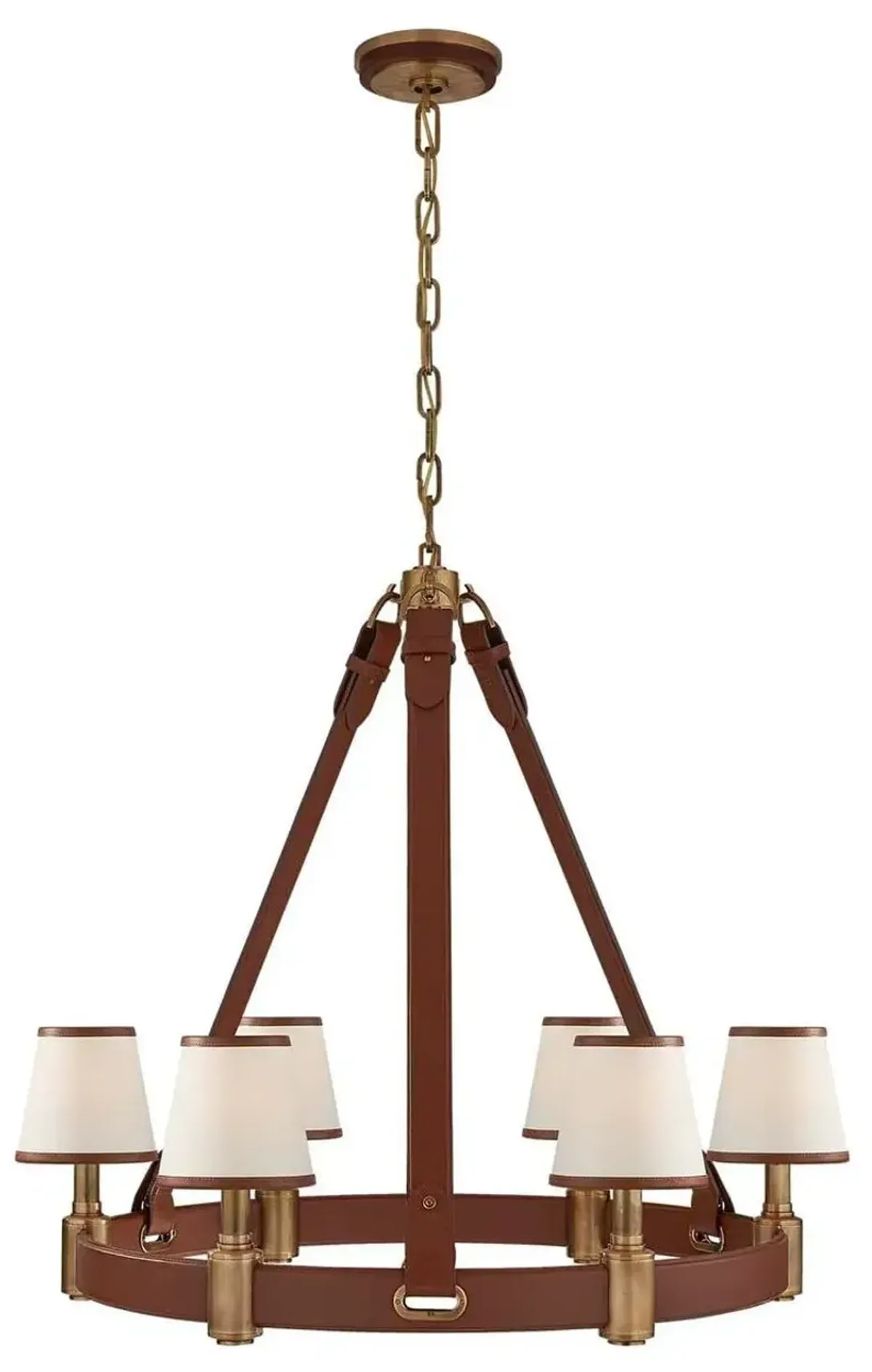 Ralph Lauren Home - Visual Comfort - Riley Medium Ring 6-Light Chandelier - Leather - Brown