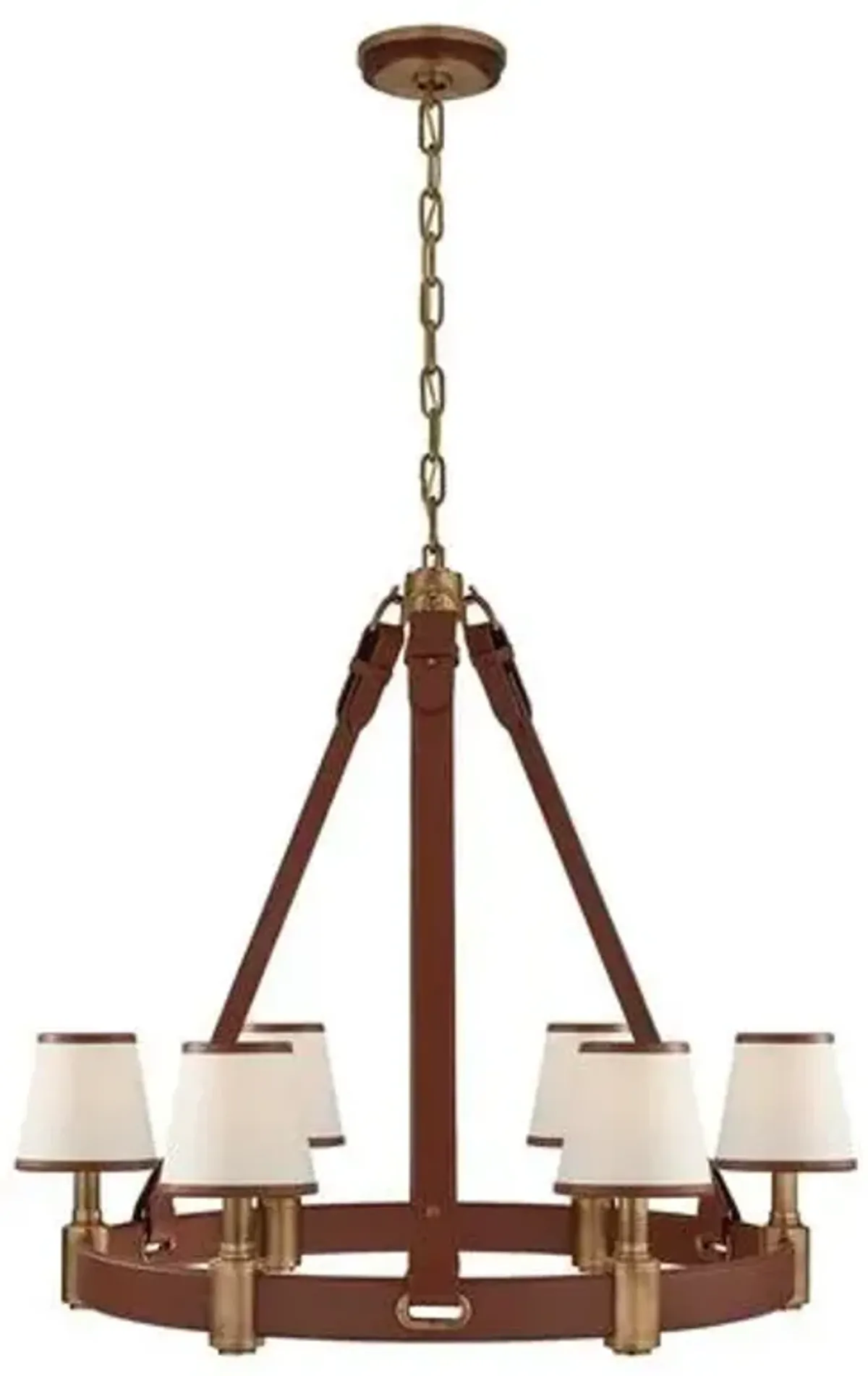 Ralph Lauren Home - Visual Comfort - Riley Medium Ring 6-Light Chandelier - Leather - Brown