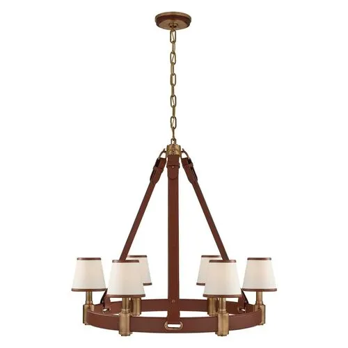 Ralph Lauren Home - Visual Comfort - Riley Medium Ring 6-Light Chandelier - Leather - Brown