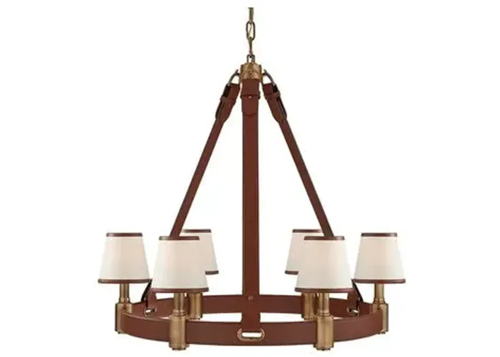 Ralph Lauren Home - Visual Comfort - Riley Medium Ring 6-Light Chandelier - Leather - Brown