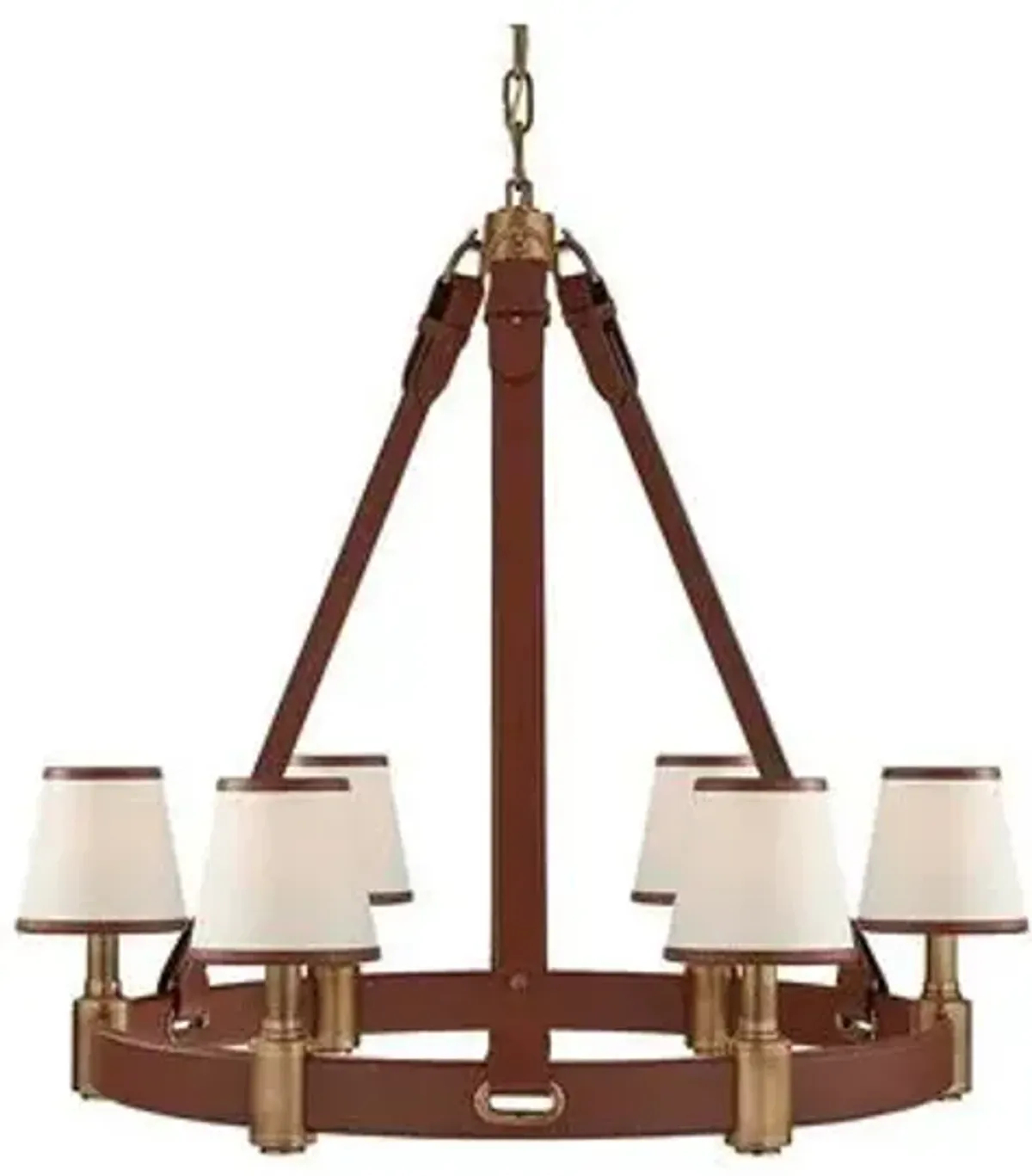 Ralph Lauren Home - Visual Comfort - Riley Medium Ring 6-Light Chandelier - Leather - Brown