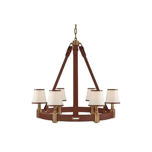 Ralph Lauren Home - Visual Comfort - Riley Medium Ring 6-Light Chandelier - Leather - Brown