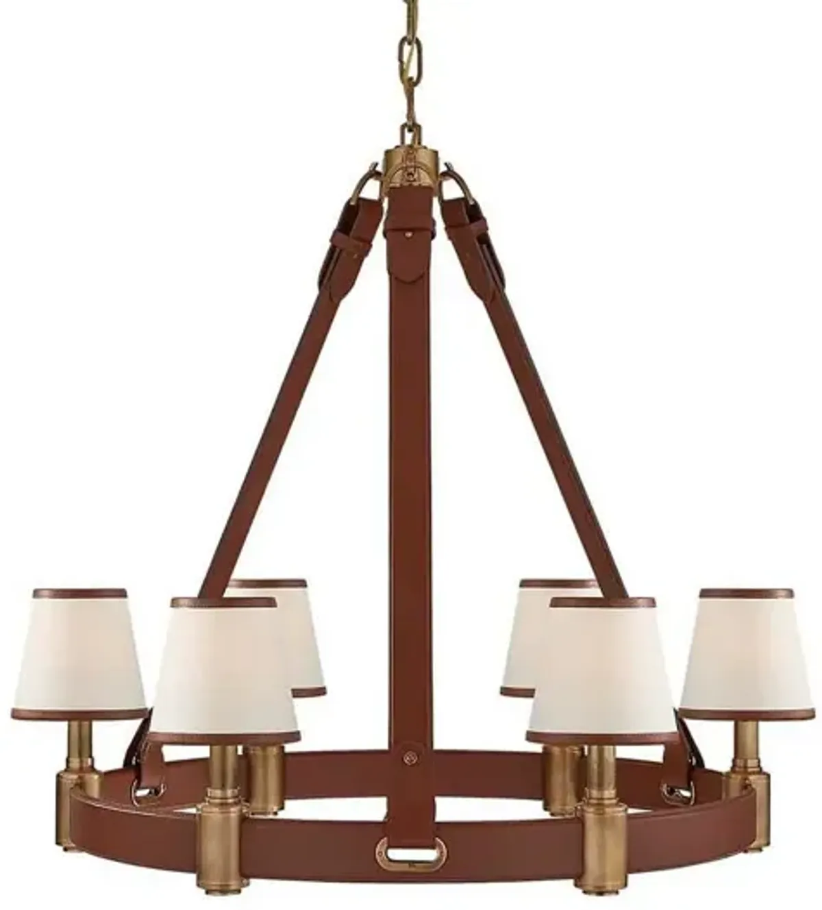 Ralph Lauren Home - Visual Comfort - Riley Medium Ring 6-Light Chandelier - Leather - Brown