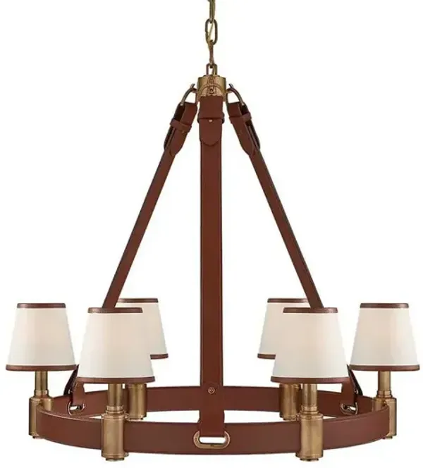 Ralph Lauren Home - Visual Comfort - Riley Medium Ring 6-Light Chandelier - Leather - Brown