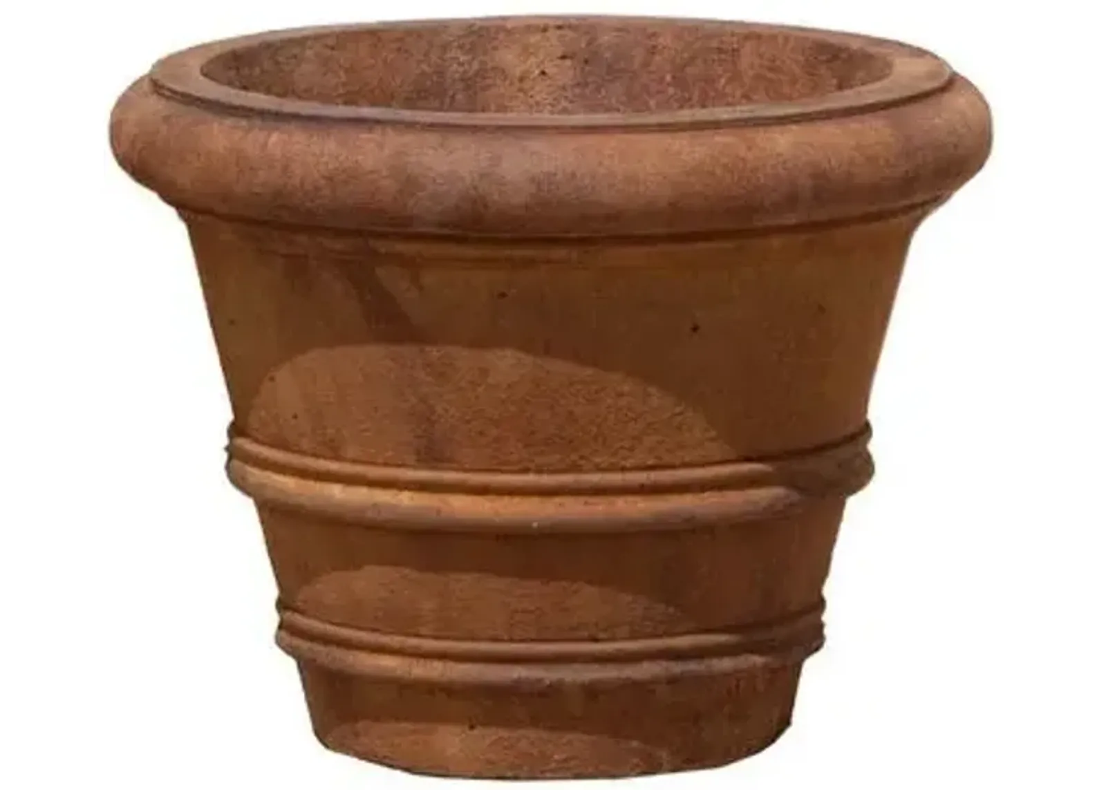 Classic Rolled-Rim Outdoor Planter - Rustic Iron - Campania International - Brown - 12"