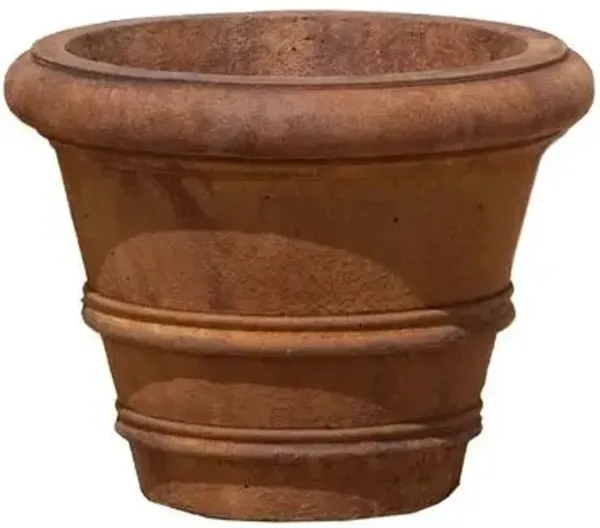 Classic Rolled-Rim Outdoor Planter - Rustic Iron - Campania International - Brown - 12"