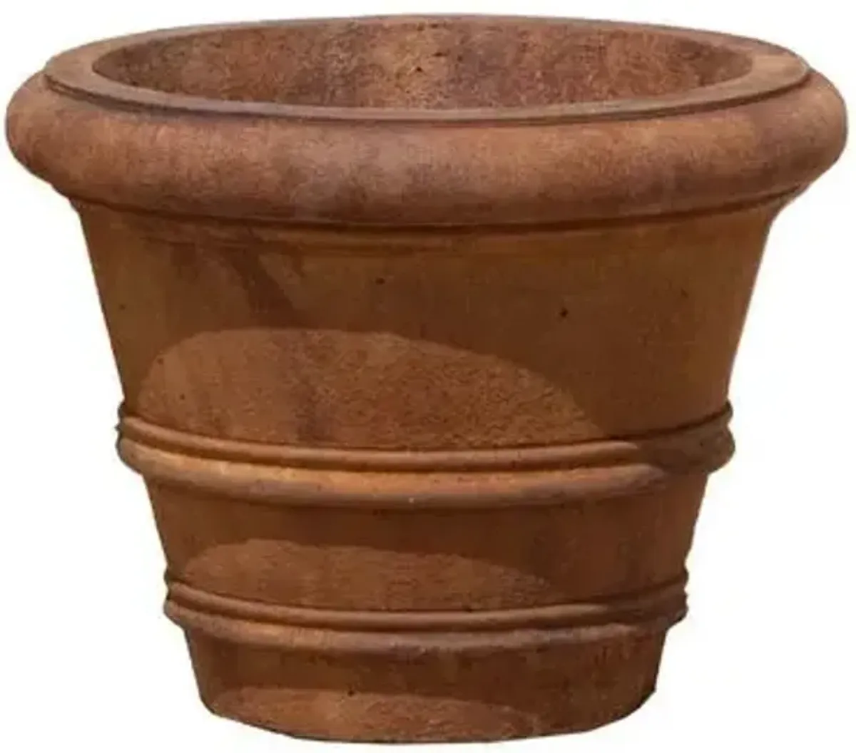 Classic Rolled-Rim Outdoor Planter - Rustic Iron - Campania International - Brown - 15"