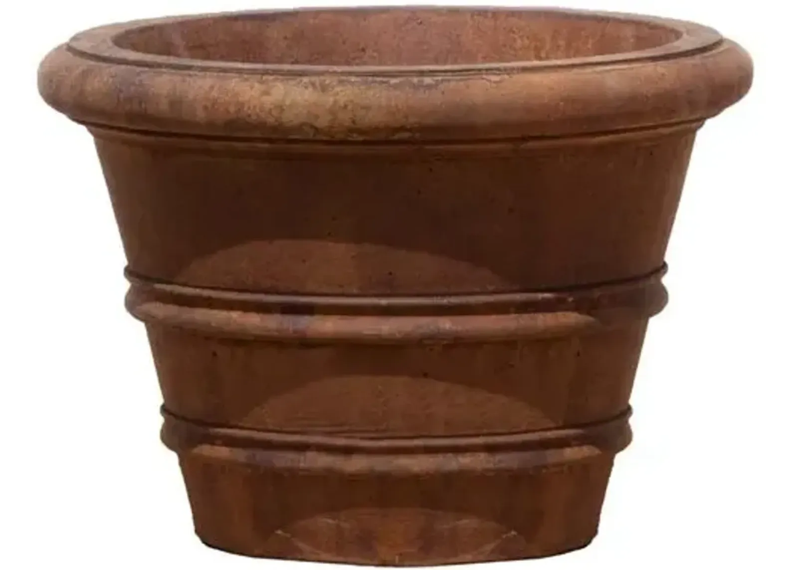 Classic Rolled-Rim Outdoor Planter - Rustic Iron - Campania International - Brown - 18"