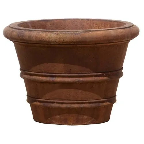 Classic Rolled-Rim Outdoor Planter - Rustic Iron - Campania International - Brown - 18"