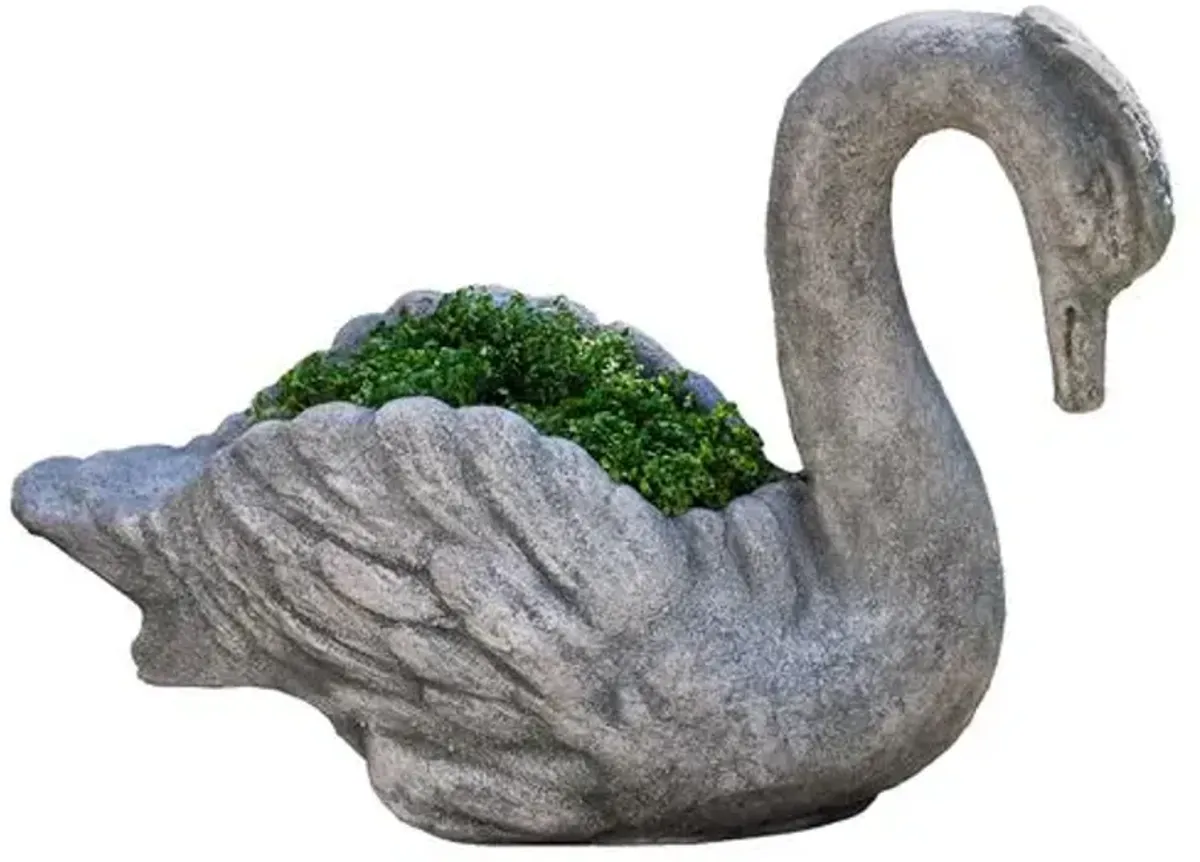 25" Newport Swan Outdoor Planter - Alpine Stone - Campania International - Gray - 24.5"l x 11.25"w x 17.5"h