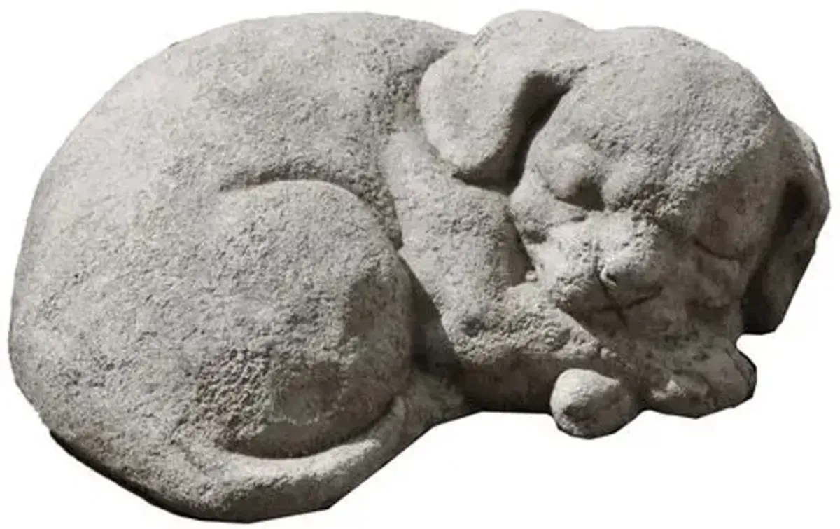 9" Curled Dog Outdoor Statue - Graystone - Campania International