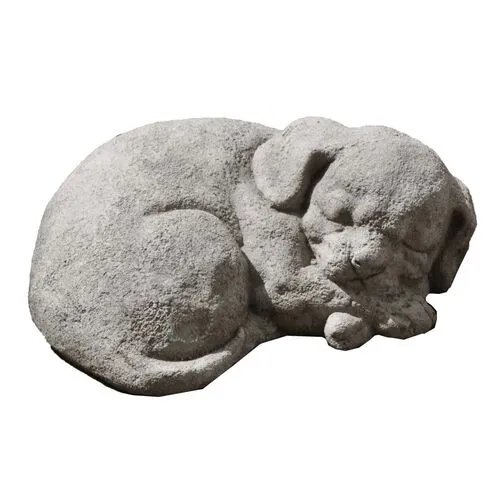 9" Curled Dog Outdoor Statue - Graystone - Campania International