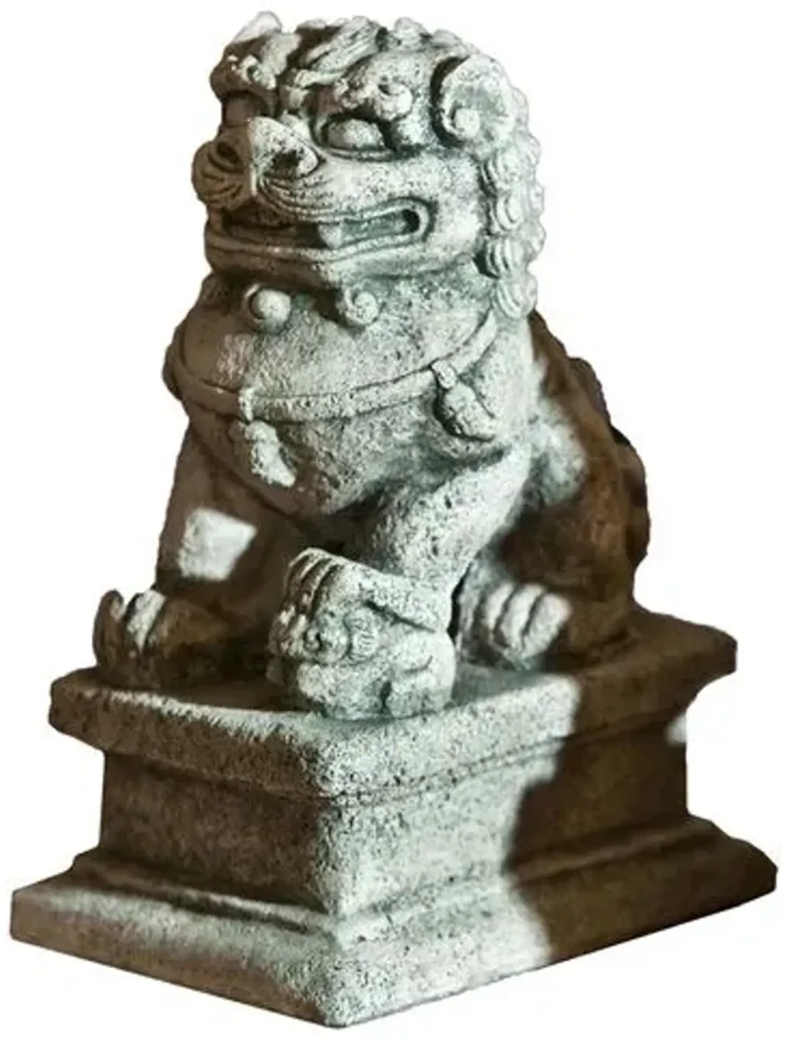 8" Temple Foo Dog Outdoor Statue - Alpine Stone - Campania International - Gray