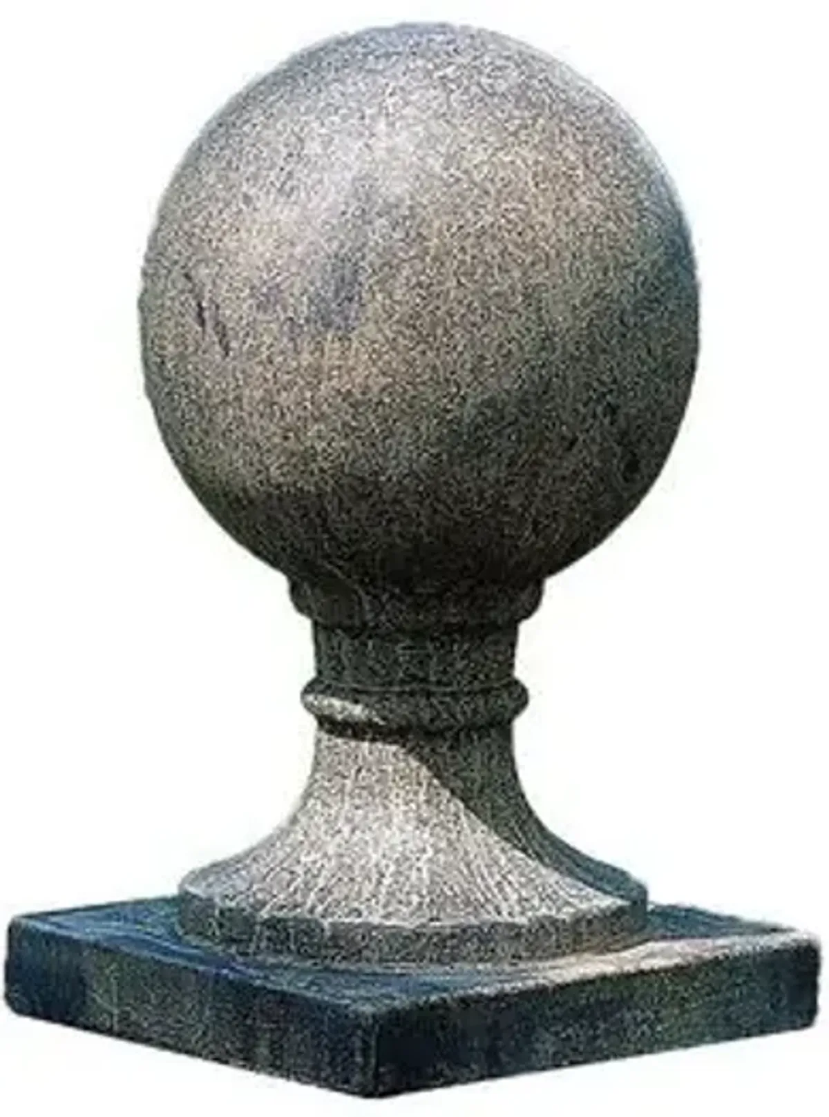 17" Sphere Small Square Base - Aged Limestone - Campania International - Gray