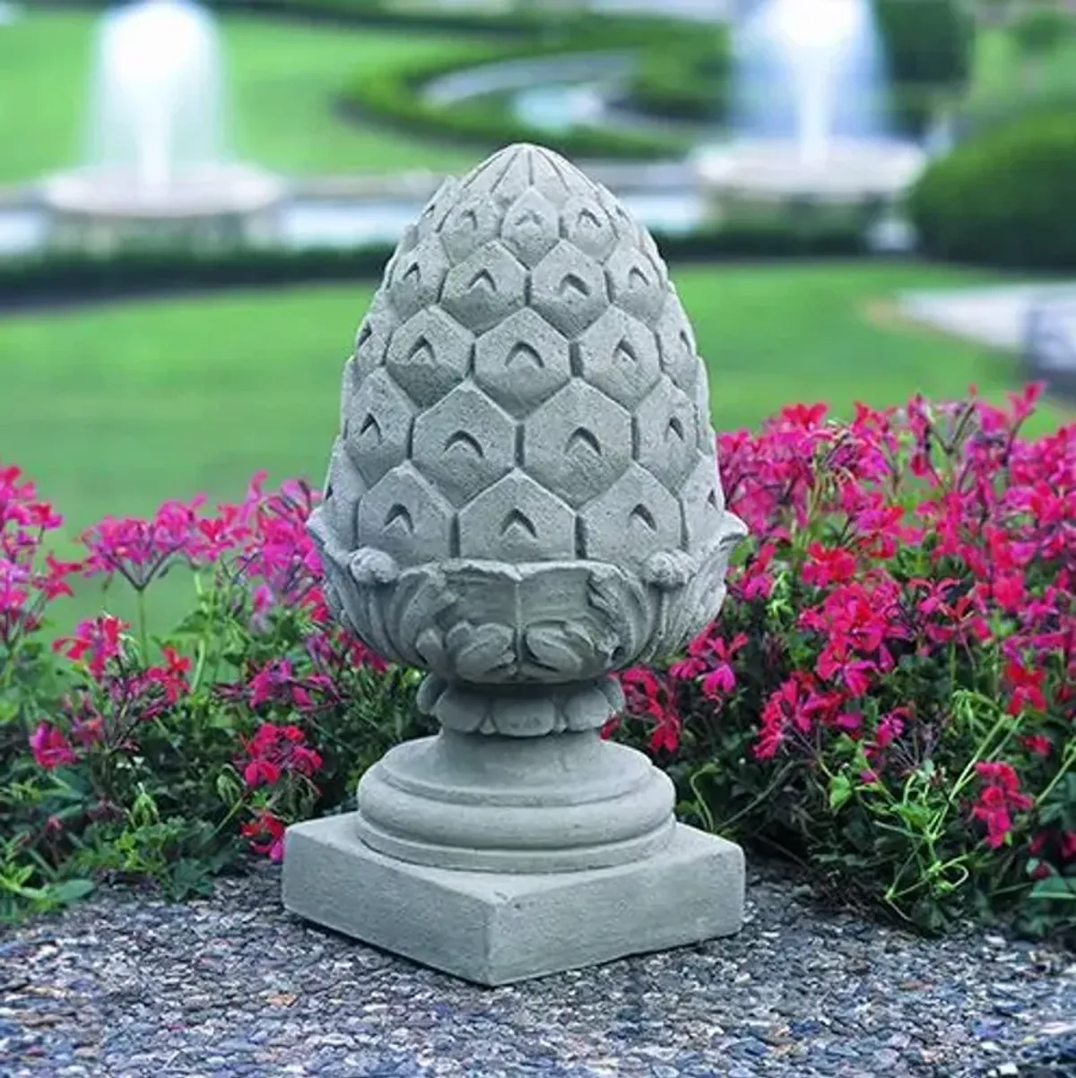 18" Longwood Pineapple Finial Outdoor Statue - Gray - Campania International