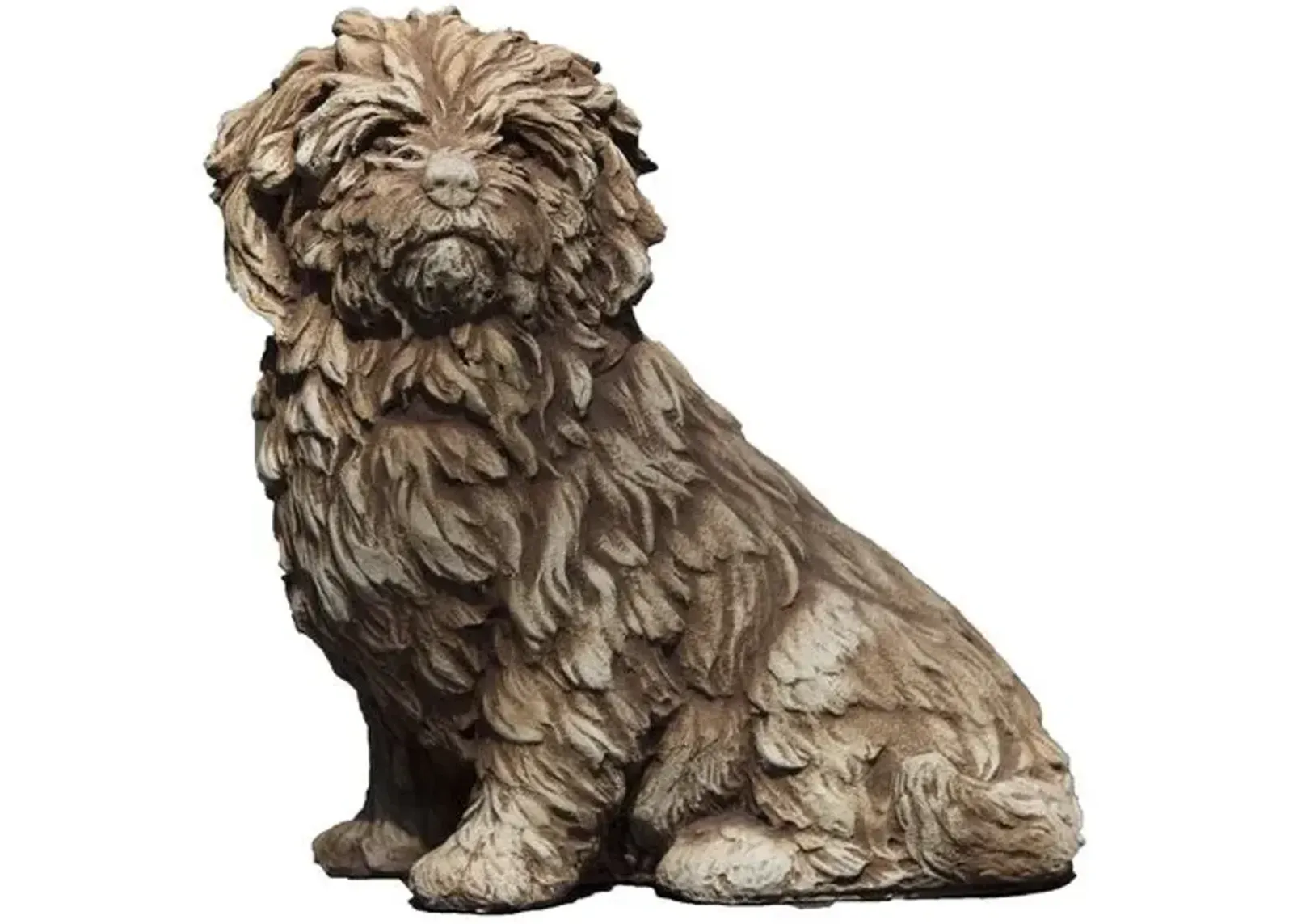 15" Fluffy Dog Outdoor Statue - Brownstone - Campania International