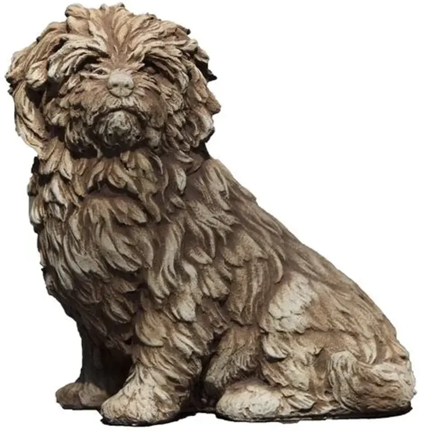 15" Fluffy Dog Outdoor Statue - Brownstone - Campania International