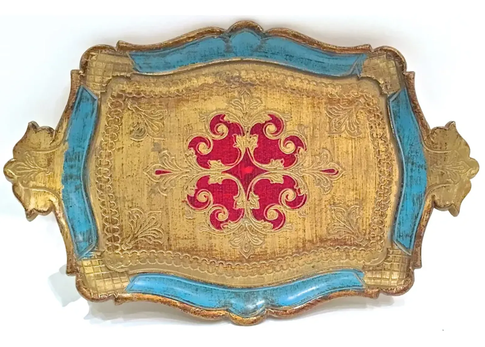 Hand-Painted Florentine Serving Tray - Vermilion Designs - Gold