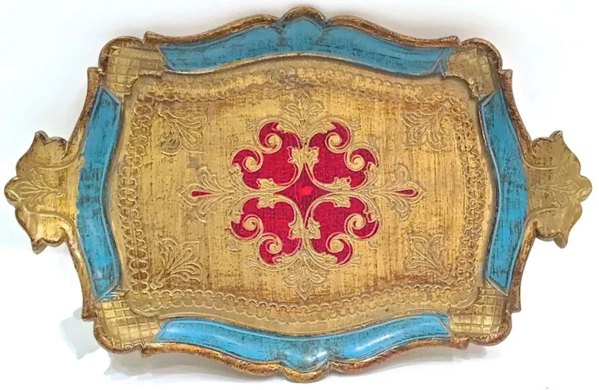 Hand-Painted Florentine Serving Tray - Vermilion Designs - Gold