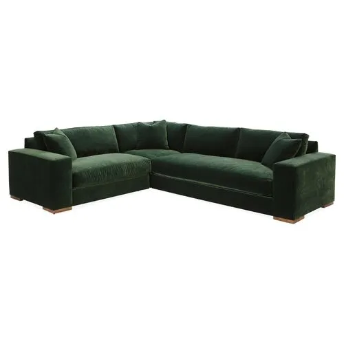 Mandel Velvet LF Sectional - Green