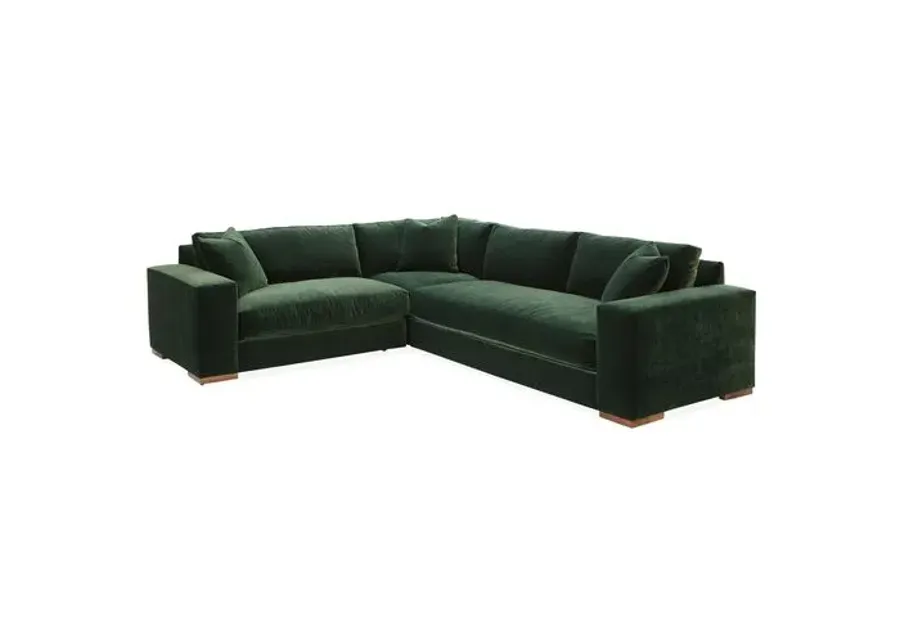 Mandel Velvet LF Sectional - Green