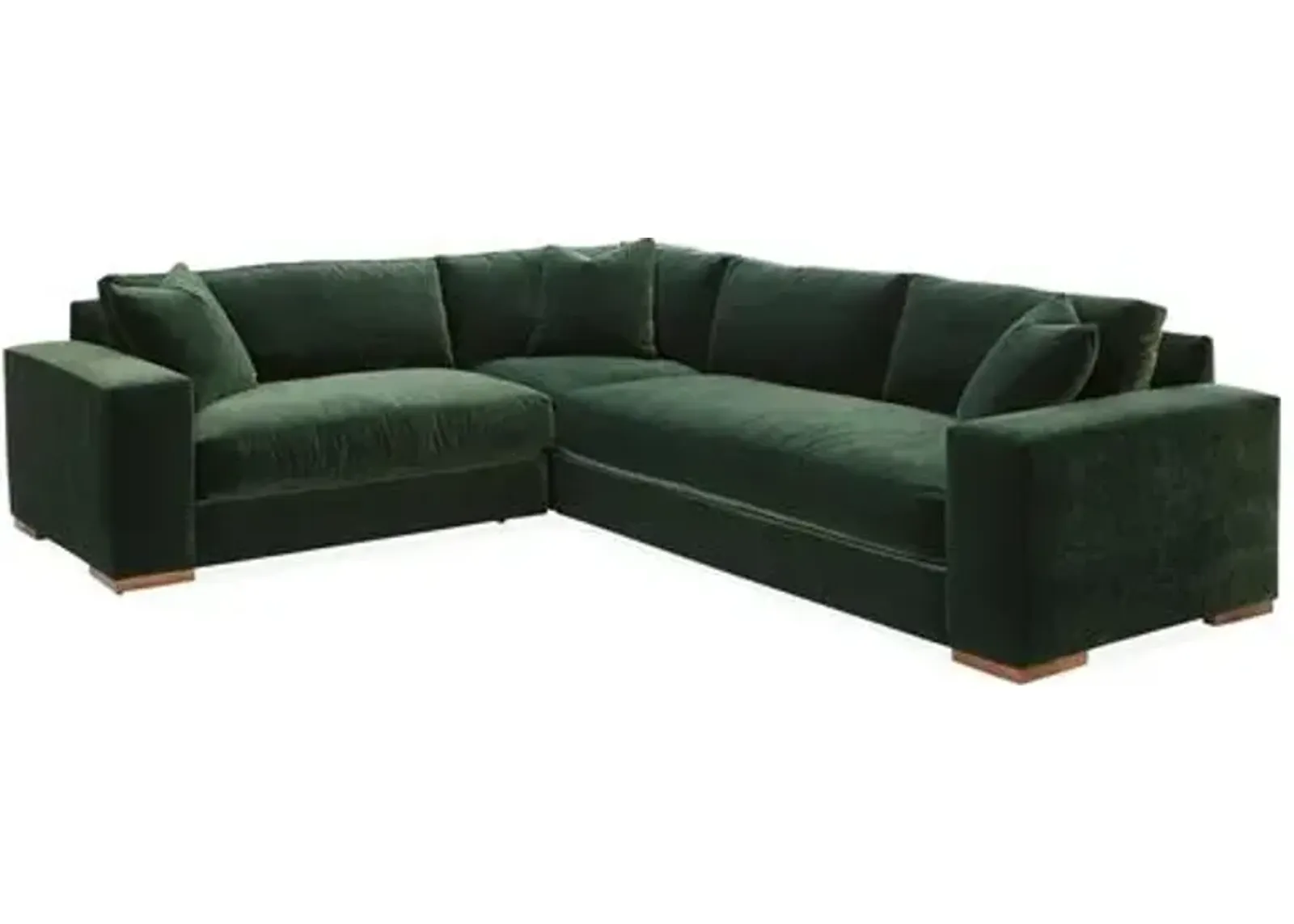 Mandel Velvet LF Sectional - Green