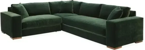 Mandel Velvet Sectional - Forest Green