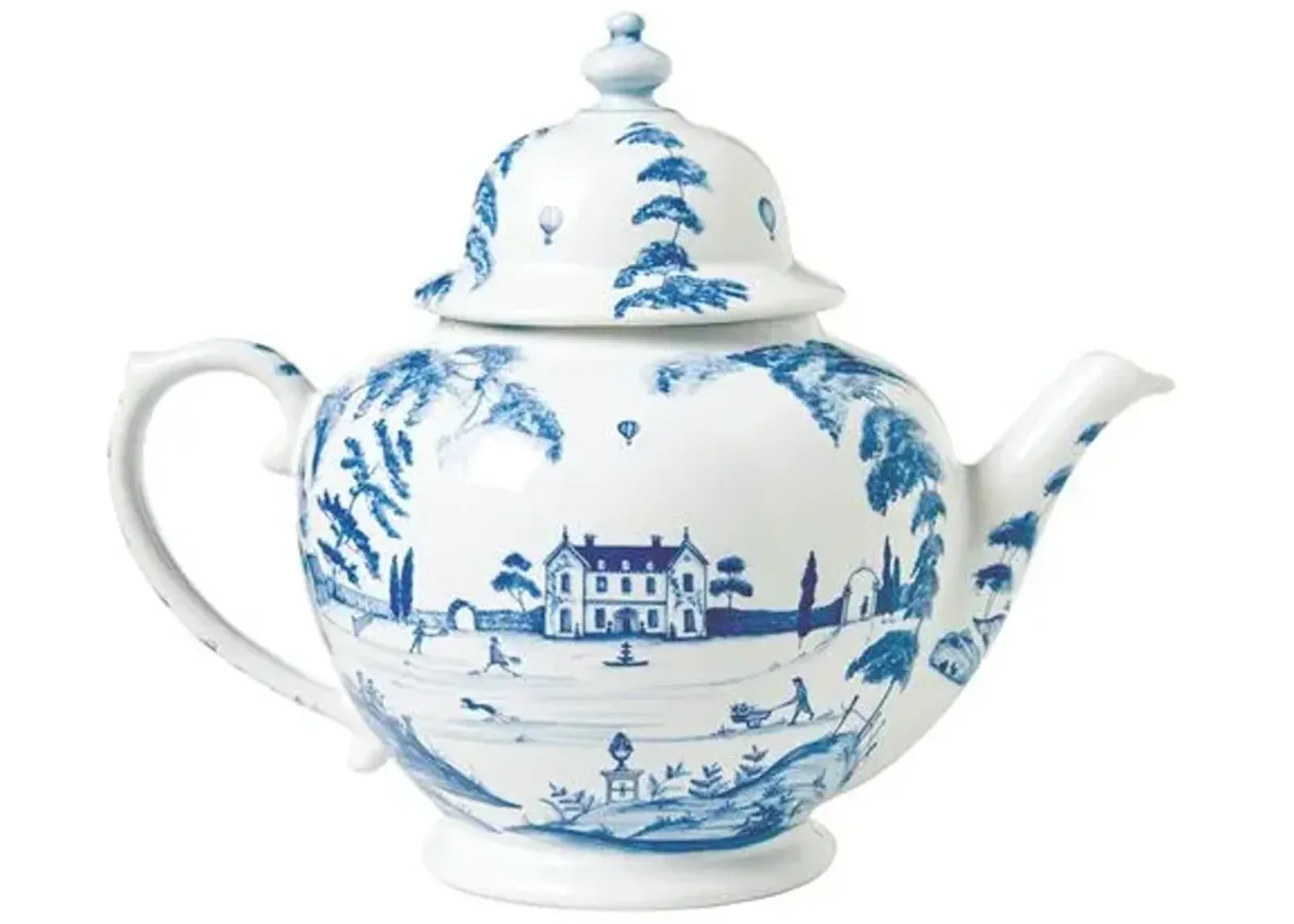 Country Estate Teapot, White/Blue - Juliska