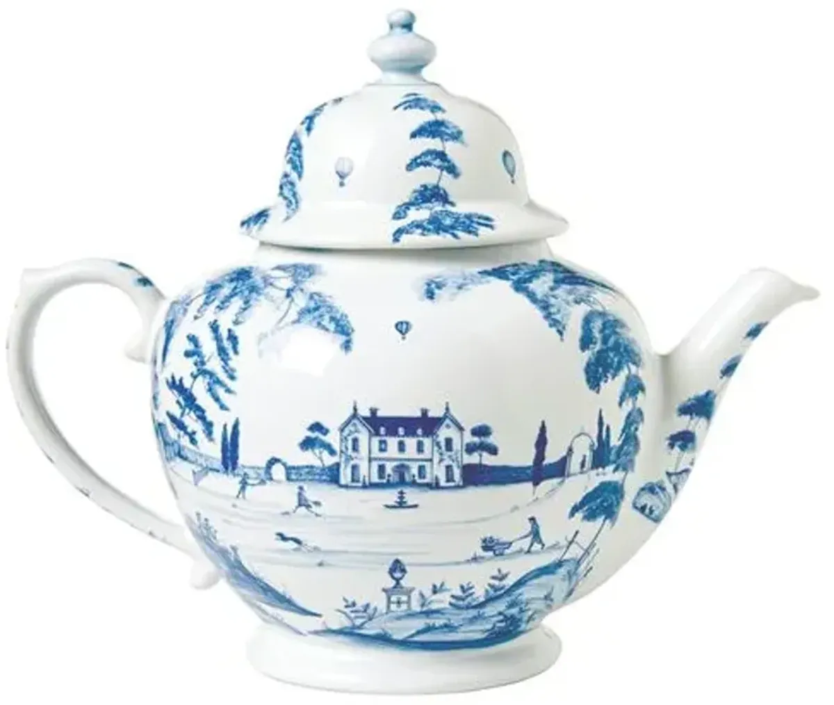 Country Estate Teapot, White/Blue - Juliska