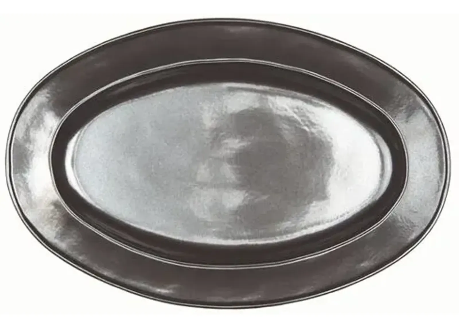 Stoneware Oval Serving Platter - Pewter - Juliska - Silver