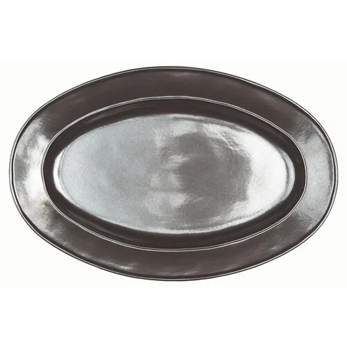 Stoneware Oval Serving Platter - Pewter - Juliska - Silver