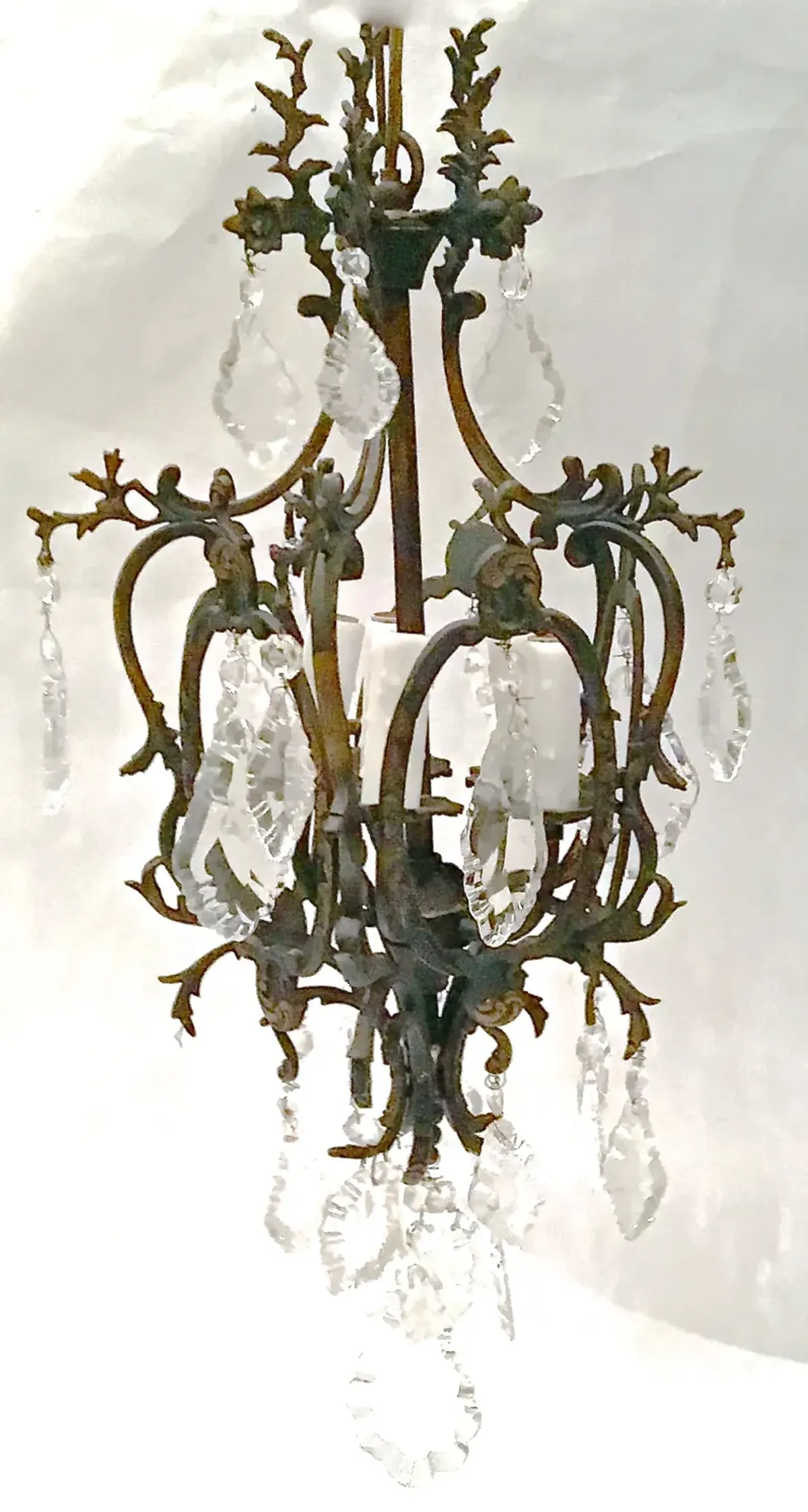 Antique Iron & Crystal Chandelier - Vermilion Designs - Black