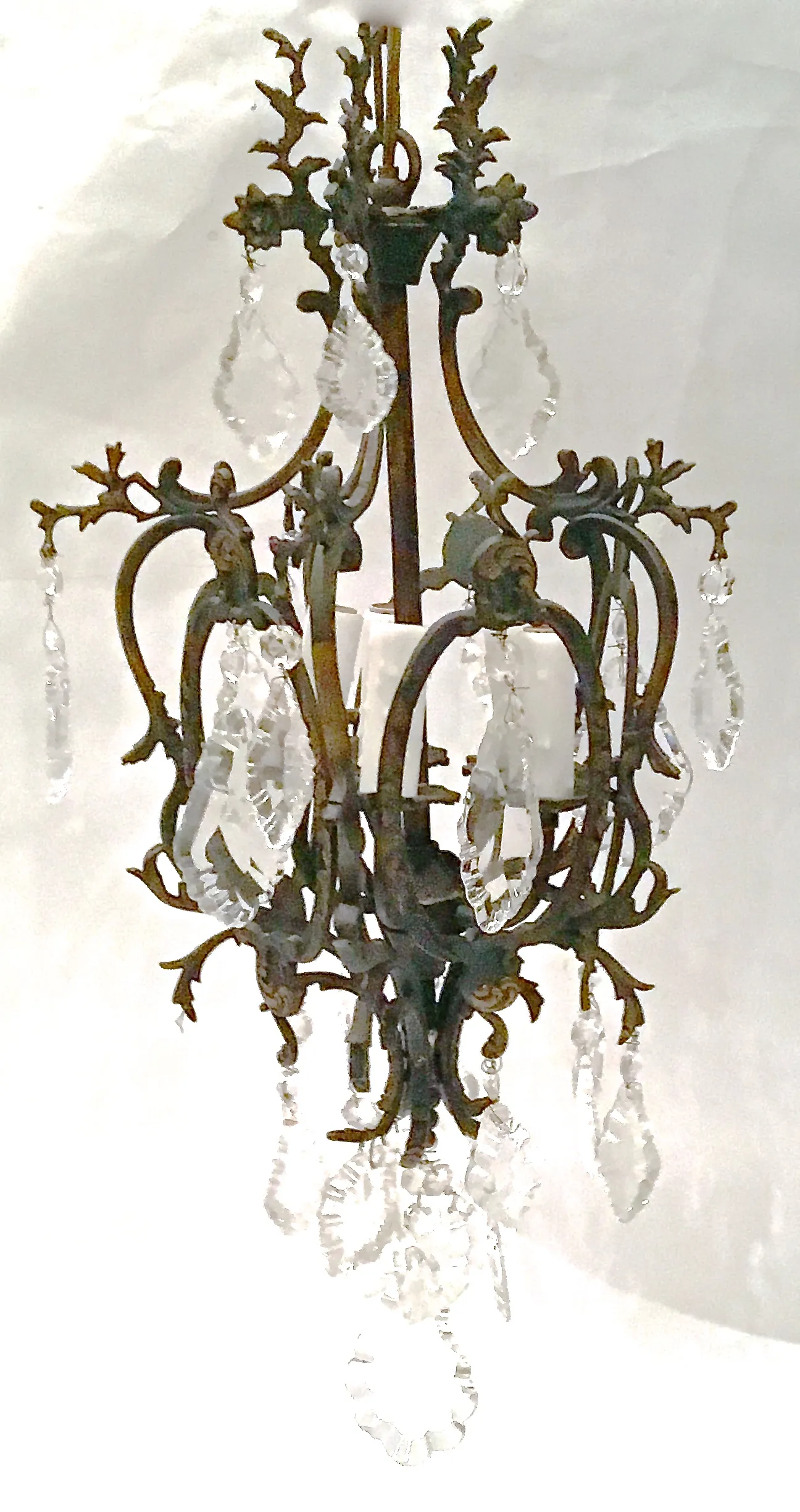 Antique Iron & Crystal Chandelier - Vermilion Designs - Black