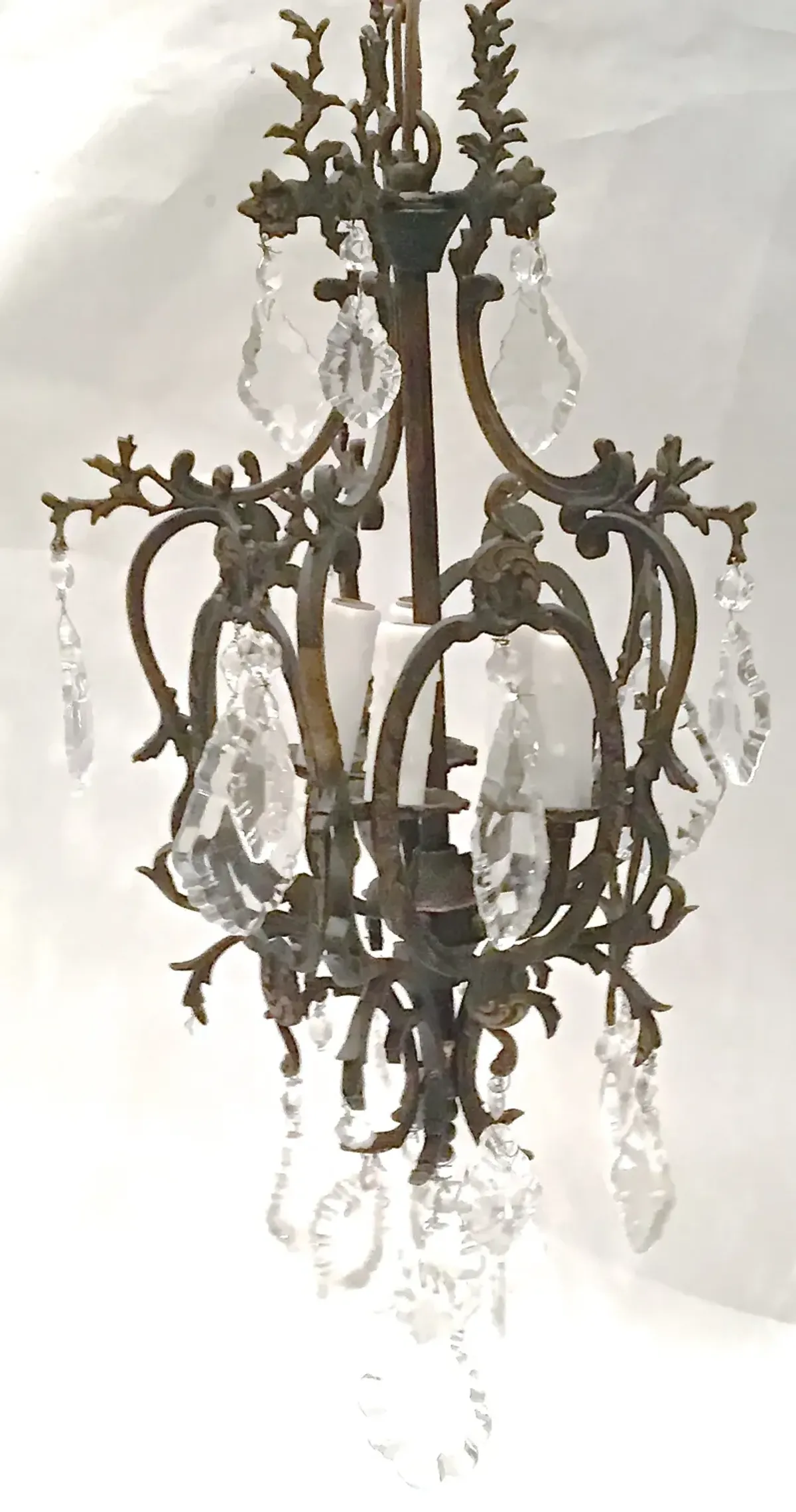 Antique Iron & Crystal Chandelier - Vermilion Designs - Black