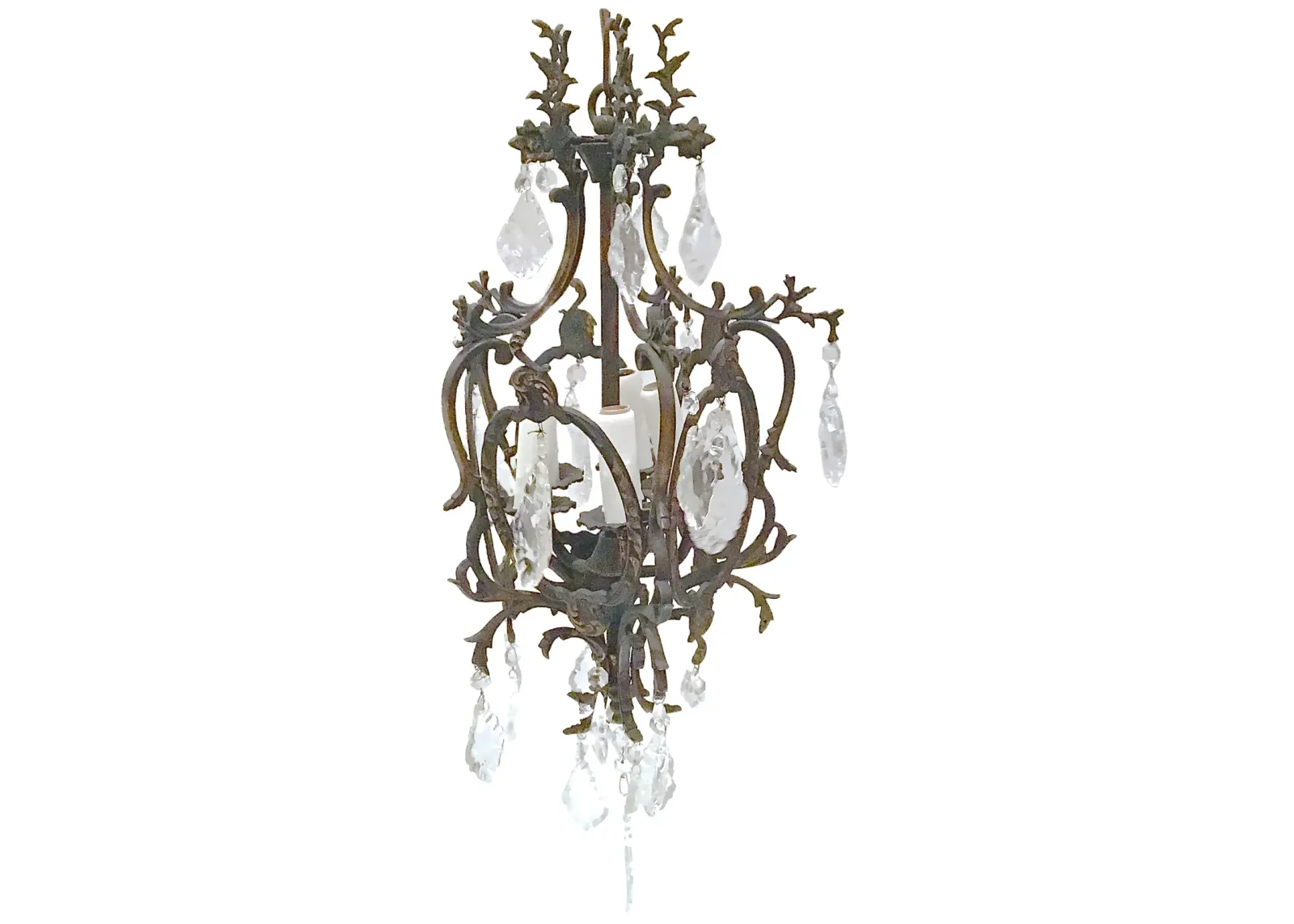 Antique Iron & Crystal Chandelier - Vermilion Designs - Black