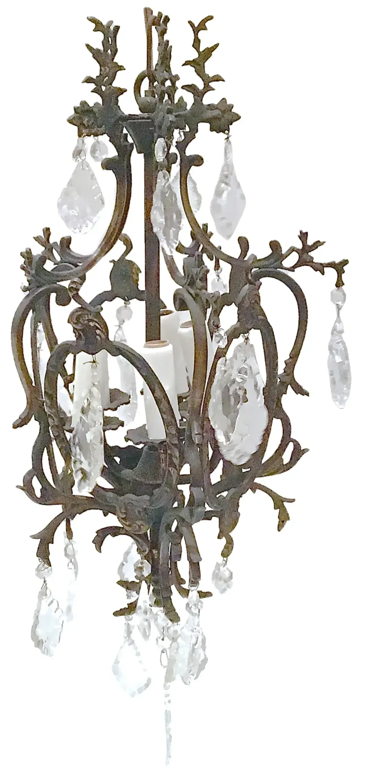 Antique Iron & Crystal Chandelier - Vermilion Designs - Black