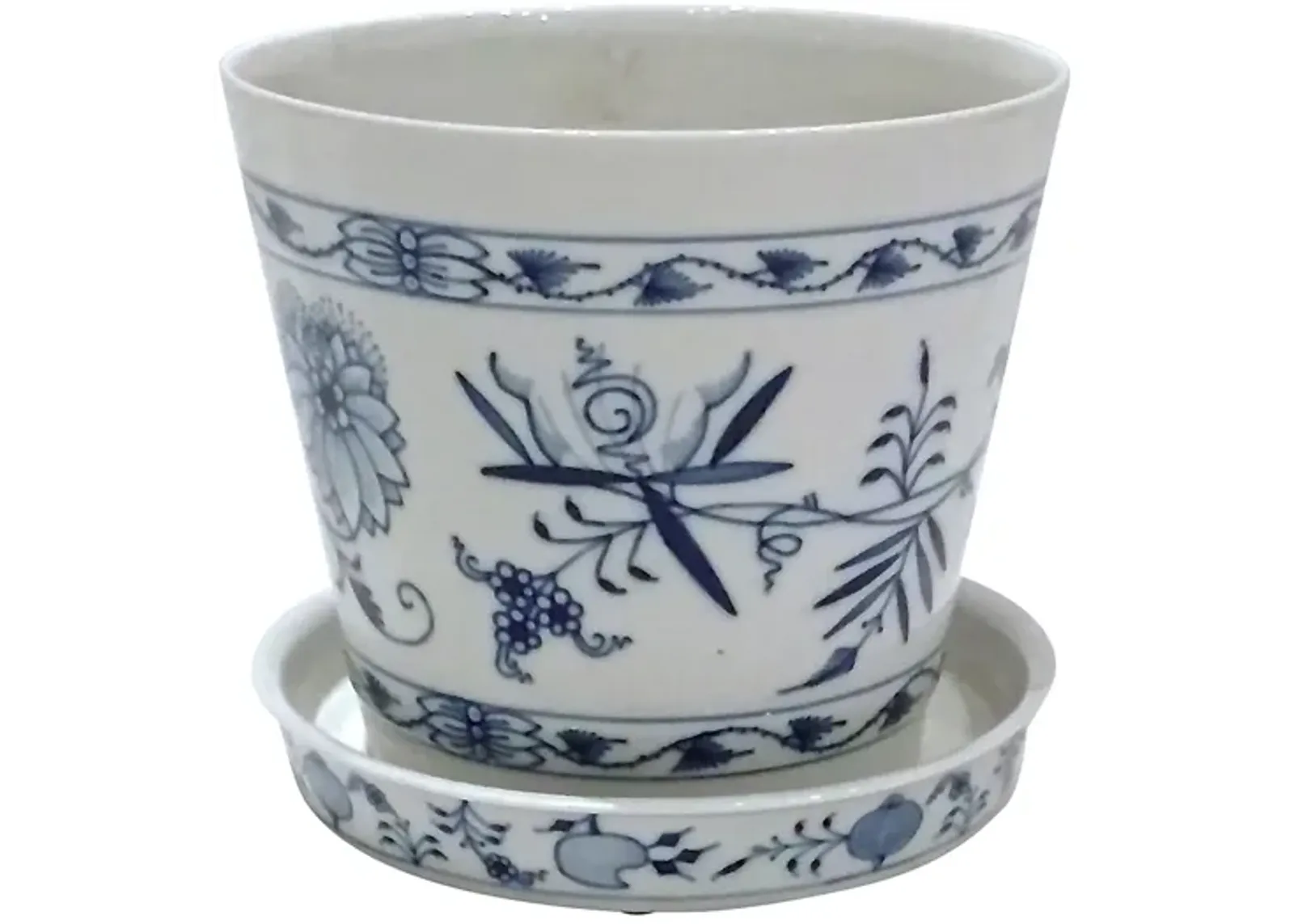 Meissen Blue Onion Floral Cachepot - Vermilion Designs